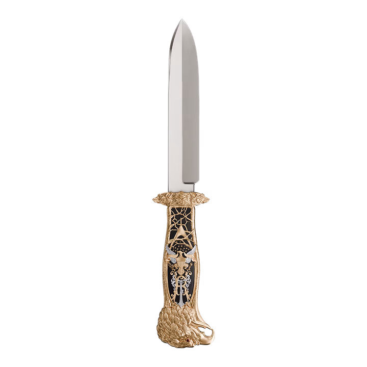 Knife-shaped 2025 Samoa silver coin with a selectively gilded eagle and woodland handle