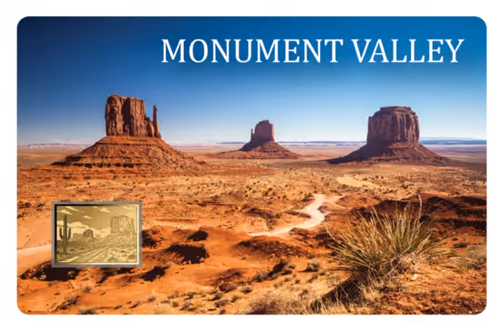 Monument Valley landscape gold medal and display card